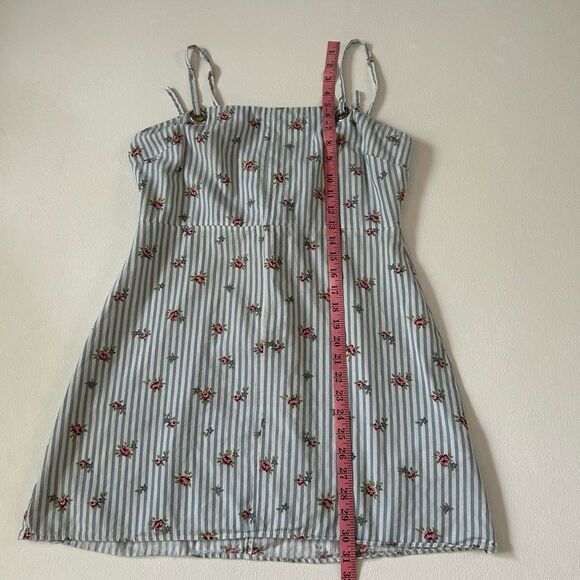 Topshop Striped Floral Mini Dress Blue White US 10 UK 14 Sleeveless Summer - Picture 5 of 6